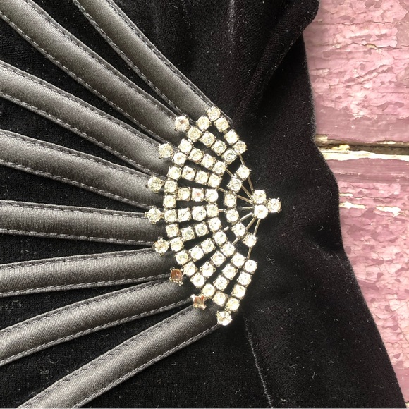 Tadashi Vintage Velvet Long Sleeved Maxi Dress Rhinestone Y2K 90s - Picture 5 of 13